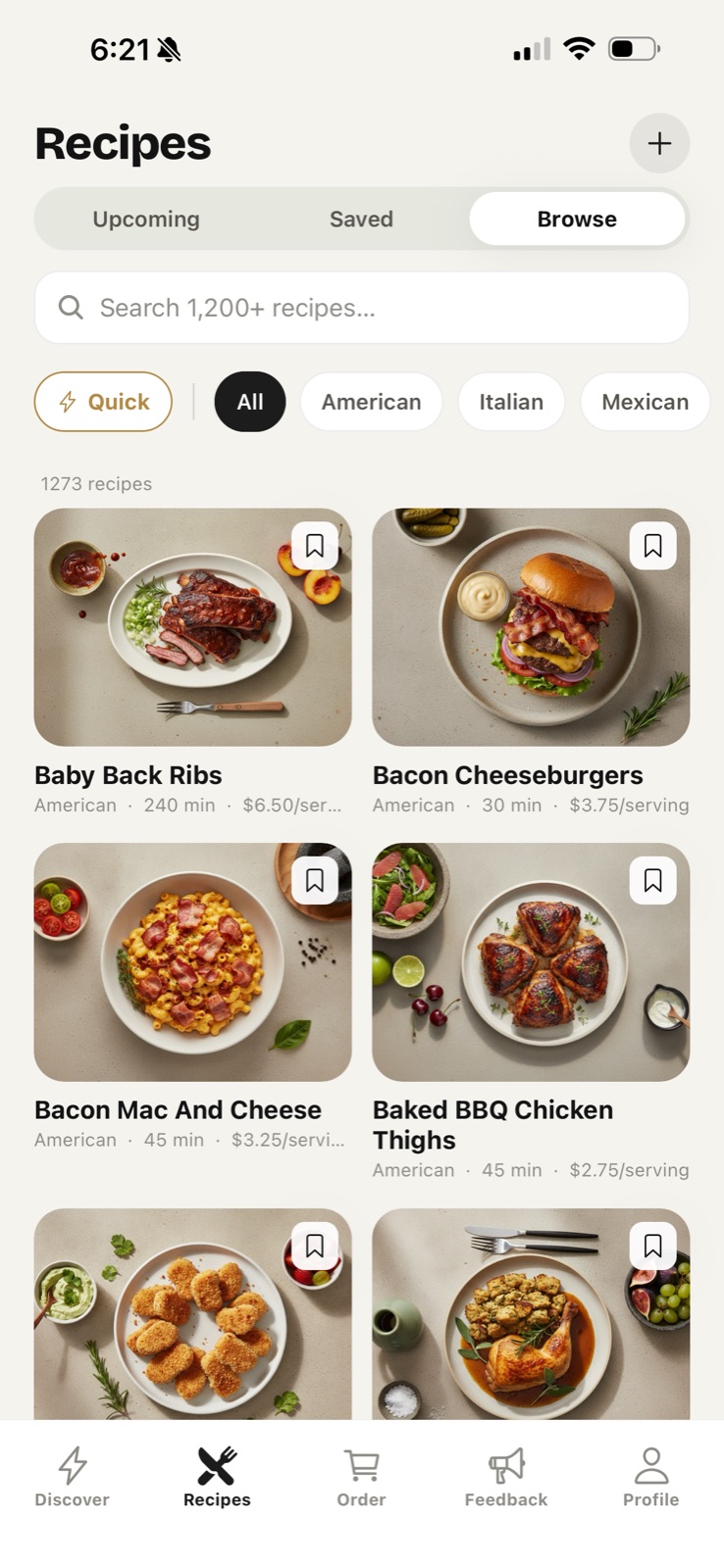Browsing 1,200+ recipes in Growshi